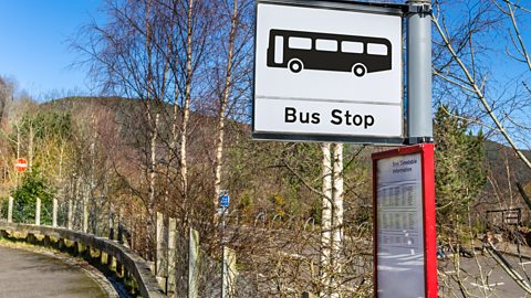 A bus stop in the countryside