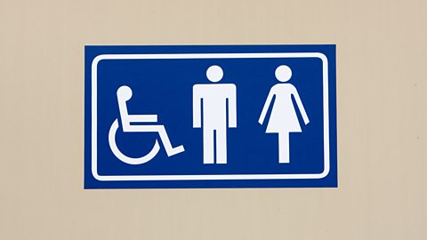 A sign for toilets