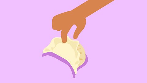 Pinch the dumpling edge together with your fingers.