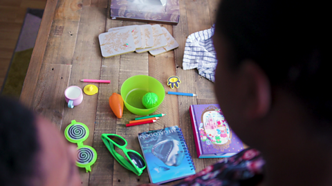 Household items on a tabletop.