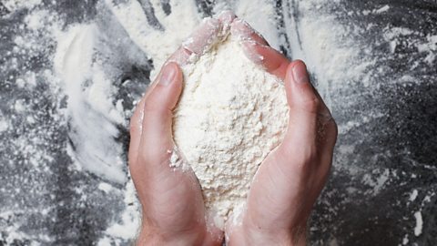 Flour in hands