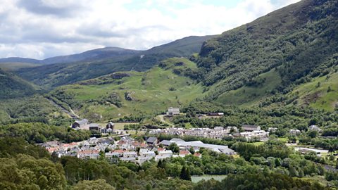 A view of Argyllshire hills and houses