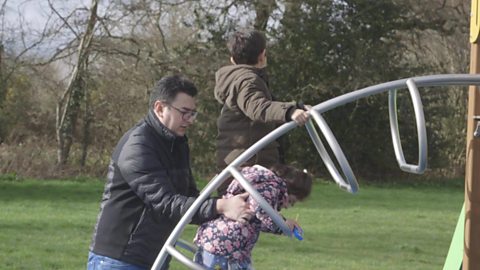 Kiran with the 2 children at the park.