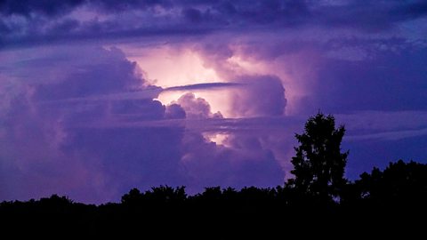 Sheet lightning in a cloudy sky