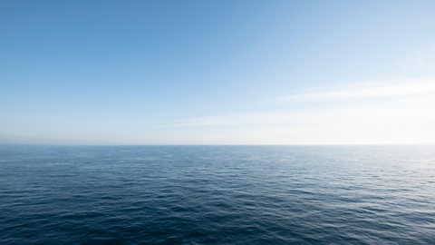 The sea on a clear, cloudless day