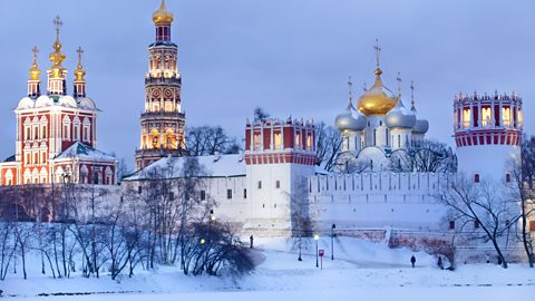 Winter view of Novodevichy Convent in Moscow, Russia 