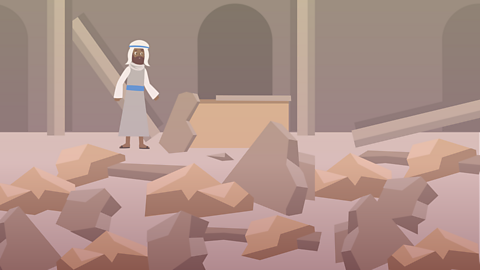 When the Jews went back to their temple, they saw that it had nearly been destroyed.