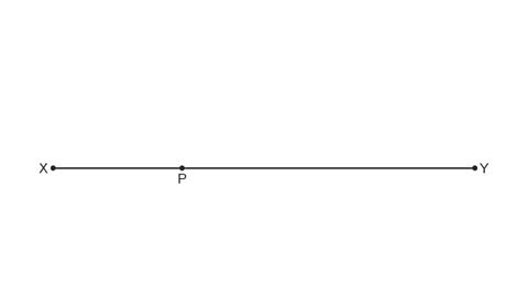 Horizontal line X-Y and point, P on the line.