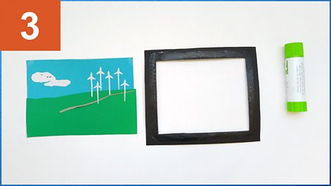 Glue on a card frame with a card scene next to it