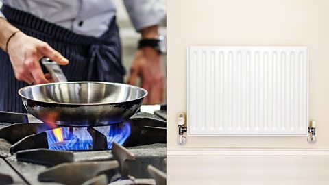 A gas hob and a gas radiator