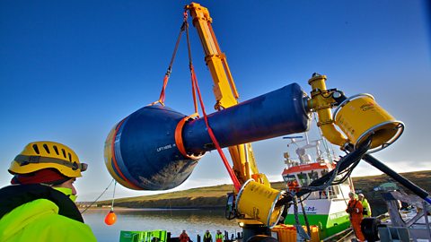 A wave absorber being installed