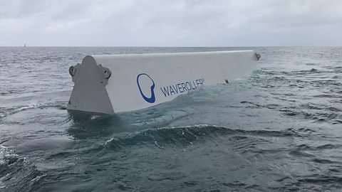 A Waveroller wave oscillator machine in the ocean