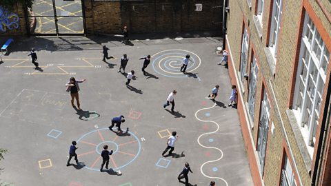 Children running around at playtime