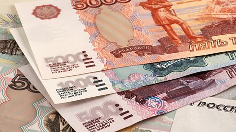 Photograph of Russian bank notes