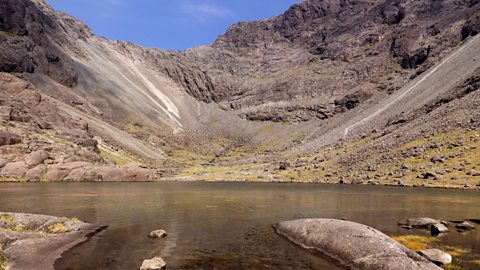 Corrie and lake high in the Black Cuillin mountains