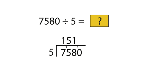 5 divided into 25 (hundreds) goes exactly 5 (hundreds) – no remainder.