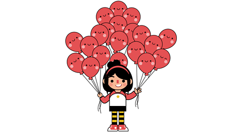 Girl with red balloons