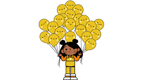 Girl with yellow balloons