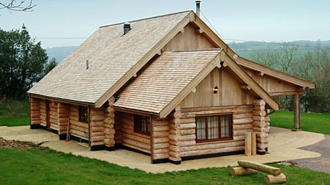 A wood log house