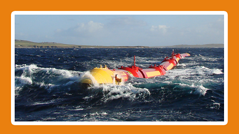 One of the marine tidal devices in the sea off the coast off Orkney.