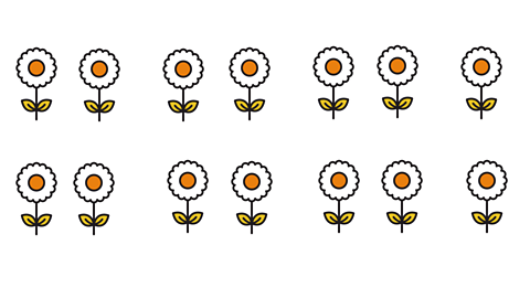 14 flowers arranged into 4+4+4+2