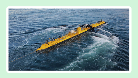 The tidal stream device being transported through the open water.