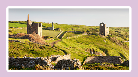 The remains of old tin mines on the cliff tops