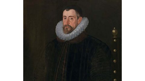 A portrait of Francis Walsingham, who is wearing a white ruff around his neck.
