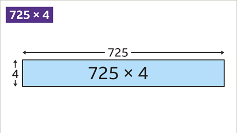 A rectangle labelled with seven hundred and twenty five multiplied by four. Height is labelled as four and width is labelled as seven hundred and twenty five.