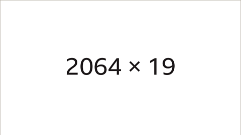 A calculation image showing two thousand and sixty-four times nineteen.