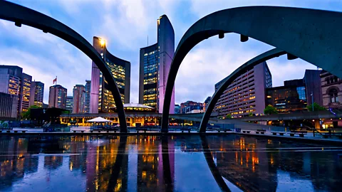 Nathan Phillips Square, heart of Downtown Toronto, Canada.