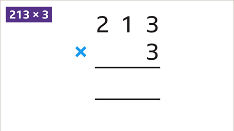 213 written vertically with 3 written underneath in the units column. 