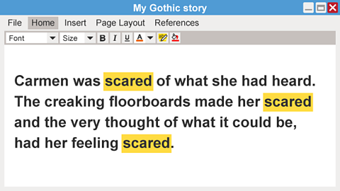 Carmen was SCARED of what she had heard. The creaking floorboards made her scared and the very thought of what it could be, had her feeling scared