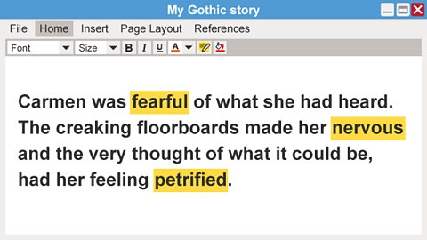 Carmen was fearful  of what she had heard. The creaking floorboards made her nervous and the very thought of what it could be, had her feeling petrified 