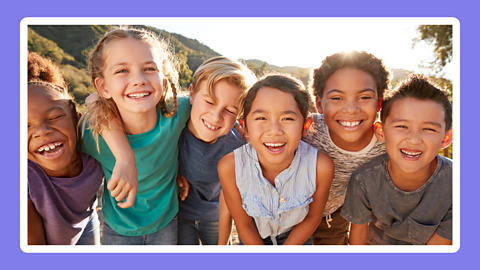 A group of children smiling