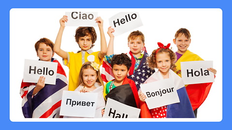 A photo showing "hello" in different languages. 