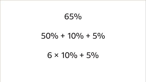 Sixty-five percent. Fifty percent plus ten percent plus five percent. Six multiplied by ten percent plus five percent. 