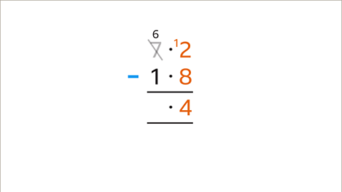The eight has been taken from the twelve to equal four.