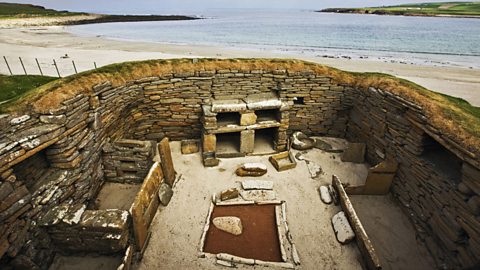 A Viking settlement at Skara Brae in the Orkney Islands, Scotland.