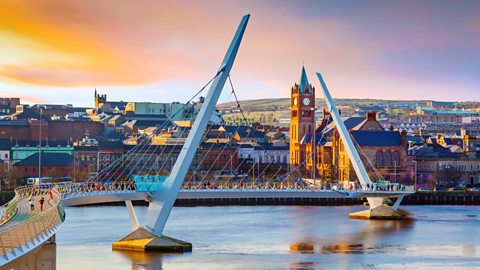 The city of Derry/Londonderry in Northern Ireland. 