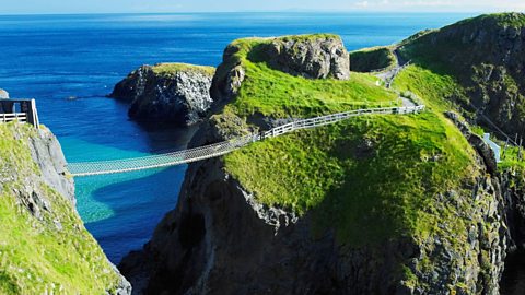 Carrick-a-Rede bridge in Northern Ireland. It is 30 metres from the ground. 