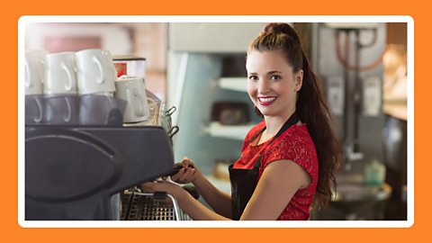 A teenager working at a coffee shop. 