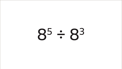 Eight to the power of five divided by eight cubed.