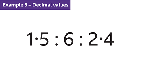 Example 3: Decimal values: One point five to six to two point four.