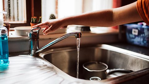 Water running from a tap