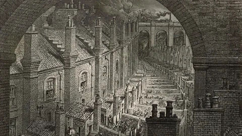 An illustration of Victorian London by Gustave Doré.