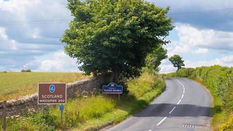 An empty B-road in the Scottish borders