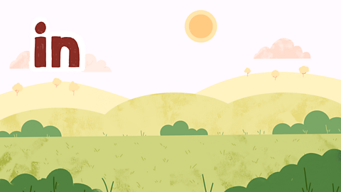 Afternoon in a field, with word 'in' next to it.