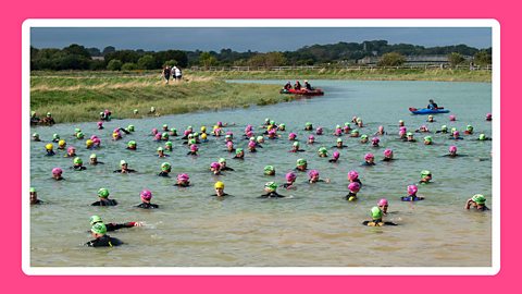 People swimming in the River Adur.