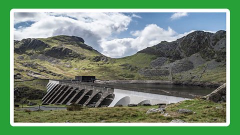 Stwlan Dam and the Llyn Stwlan Reservoir in Wales.